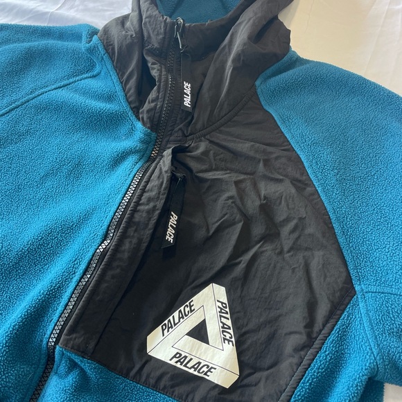 Palace Polartec Fleece Hooded Full Zip Blue Size Small - Picture 2 of 8